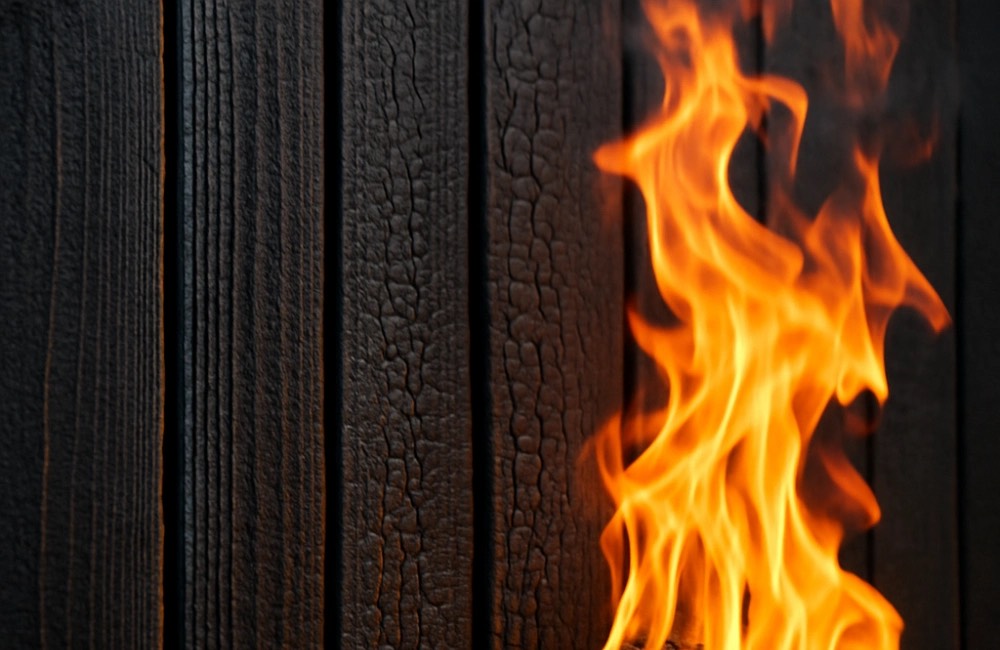 fire rated timber showing flames